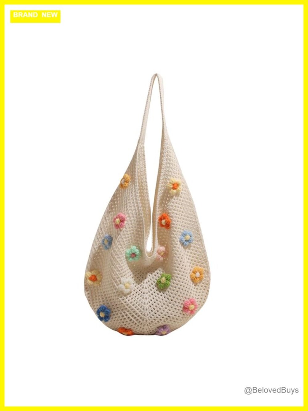 Crochet Beach Tote Bag Bohemian Handbag Summer Vacation Mesh Messenger Bag